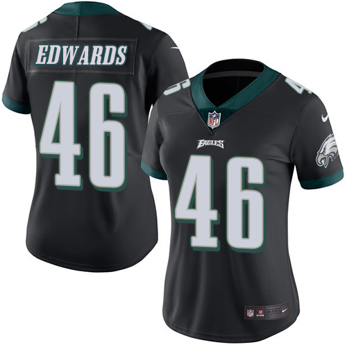 Women's Limited Herman Edwards Nike Jersey Black - #46 Rush NFL Philadelphia Eagles